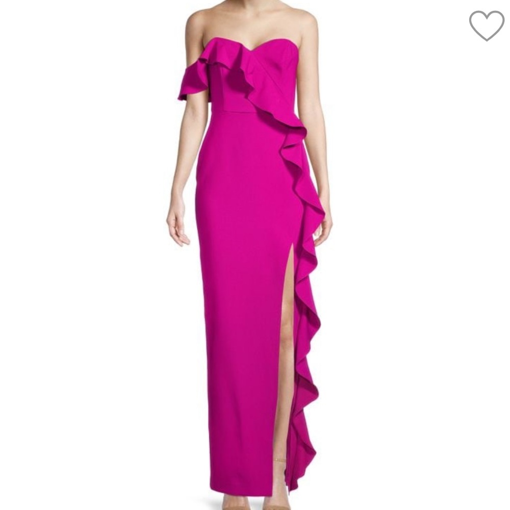 Aidan by Aidan Mattox Strapless Flounce Column Gown